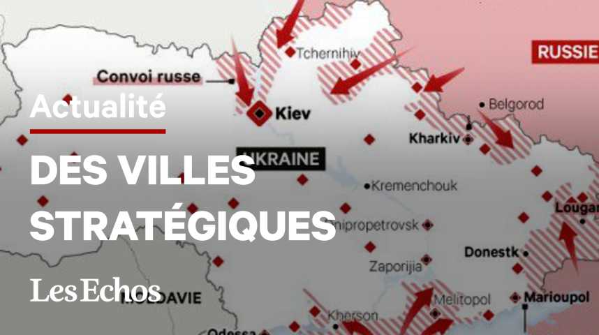 Illustration pour la vidéo Ukraine : les grandes villes ukrainiennes visées par Poutine