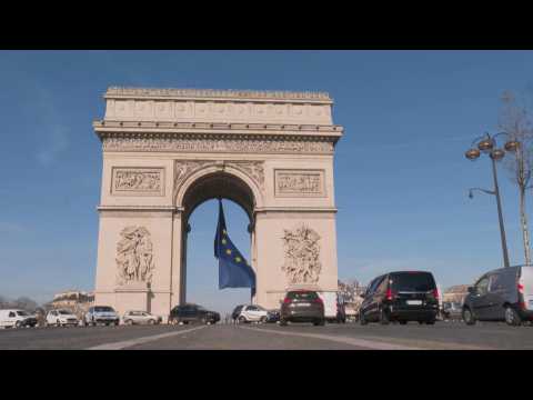 EU flag under Paris' Arc de triomphe for summit