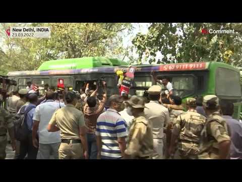 Opposition protests against fuel price hike in India