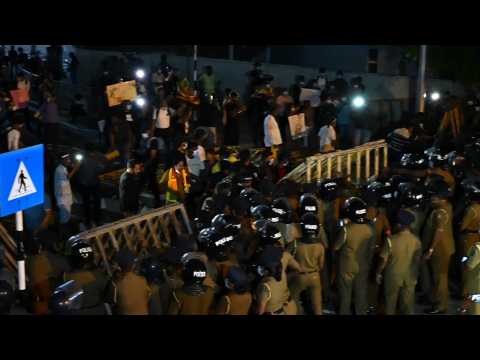 Tussle between protesters, police near Sri Lanka PM's home