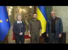 Ukraine's Zelensky meets EU chief Ursula von der Leyen and Josep Borrell in Kyiv