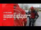 VIDÉO. A Falaise, les pompiers du Grimp du Calvados s'entraînent en situation réelle