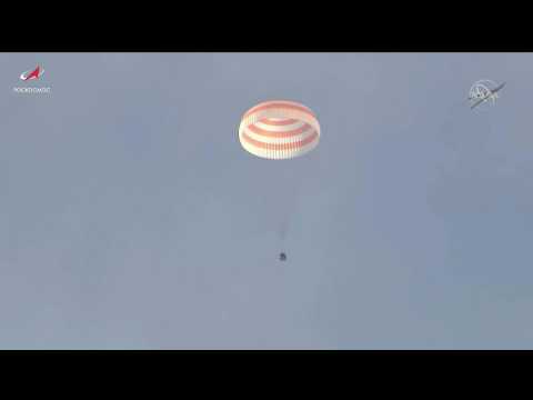 Soyuz module with three-man US-Russian crew lands on earth following ISS missions