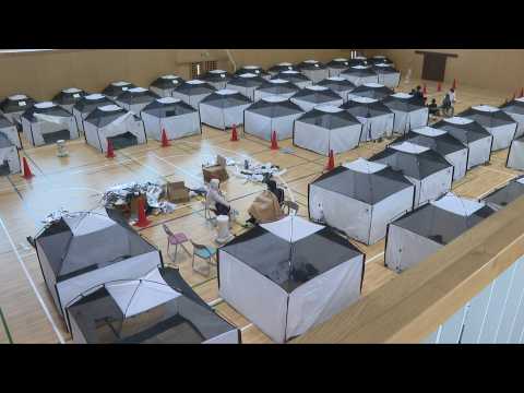 Evacuees take shelter after powerful Japan quake