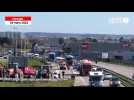 VIDÉO. Prix du carburant : les agriculteurs du Morbihan paralysent la circulation à Vannes