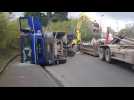 Roubaix : un camion se renversé Pont du Sartel, la circulation freinée