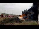 Firefighters put out fire at Russian fuel storage depot after 'Ukrainian air strike'