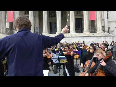 'Prayer for Ukraine': London flashmob orchestra shows solidarity through music