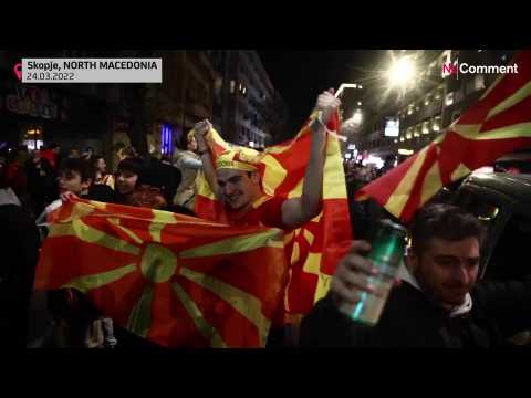 North Macedonia fans go crazy after historic victory against Italy
