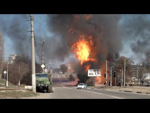 Russian bombardment sparks massive fire in Kharkiv