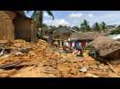 Destroyed houses in northern Mozambique in wake of Cyclone Gombe