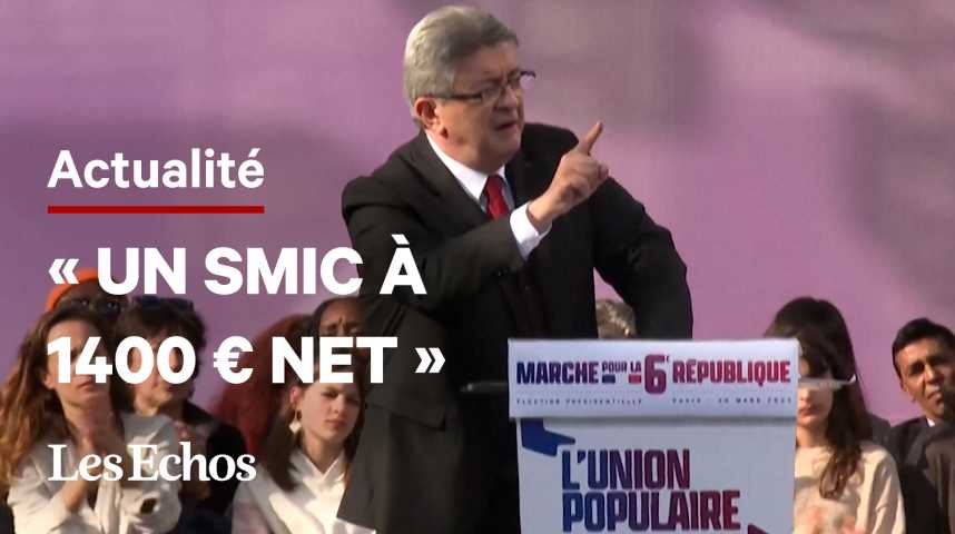 Illustration pour la vidéo Jean-Luc Mélenchon propose un « SMIC à 1400 euros net et un décret sur le blocage des prix »