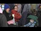 Ukrainian refugees arrive and depart from Polish border city