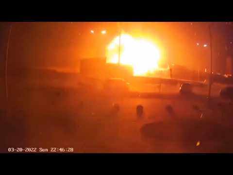 Security camera footage of strike on Kyiv shopping mall