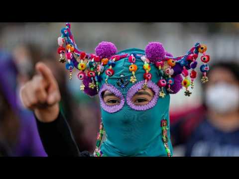 Chilean women stage protest called Super Feminist Monday