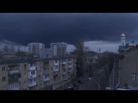 Thick black smoke after explosion in Ukraine's Odessa