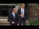 William &amp; Harry arrive together for Diana statue unveiling