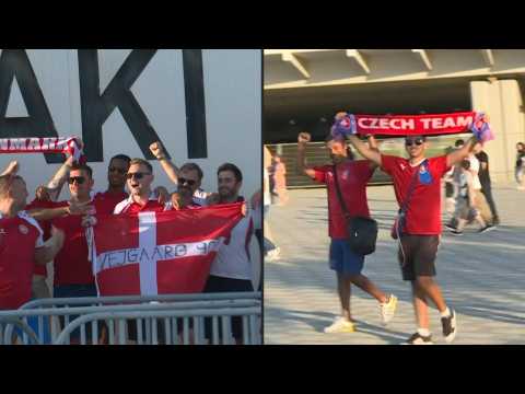 Euro 2020: Denmark, Czech Republic fans arrive at Baku stadium