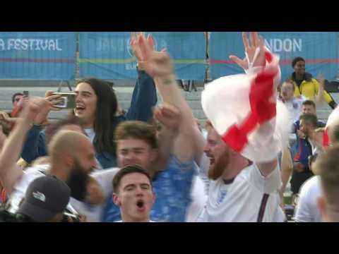 Euro 2020: England fans in London celebrate Harry Kane's opener against Ukraine
