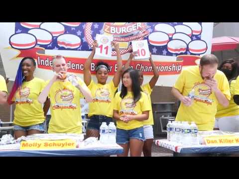 34 hamburgers in 10 minutes, the annual Independence Day contest