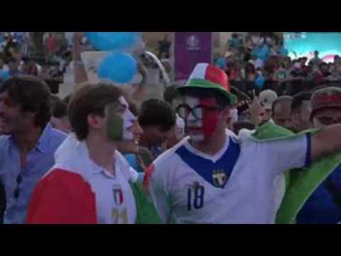 Soccer fans in Rome gather to watch quarterfinal match between Italy, Belgium