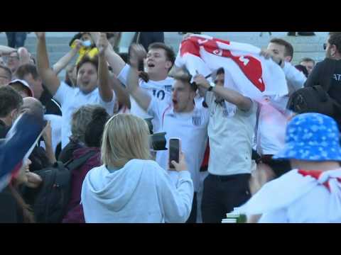 Euro 2020: Fans in London go wild as England grab equaliser against Denmark