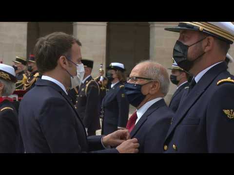 Macron decorates military personnel at Invalides in Paris