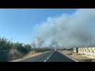 Road block in Huelva due to wildfire