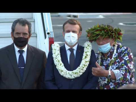French President Macron arrives in French Polynesia