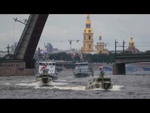 Naval parade in Saint Petersburg for the 325th anniversary of the Russian Navy