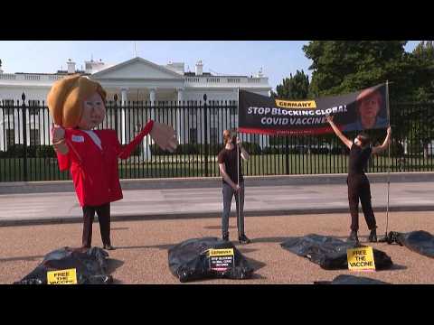 'Free the vaccine': Activists protest outside White House as Biden hosts Merkel