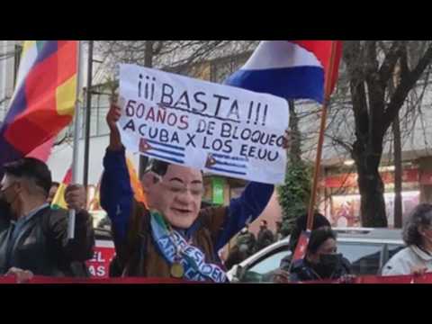 Protest in Bolivia to demand an end to US embargo against Cuba