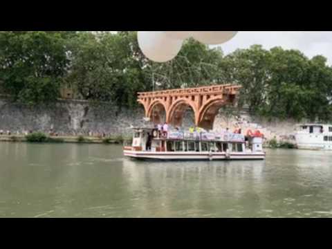 Floating bridge above Rome’s Tiber brings Michelangelo’s vision to life