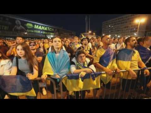 Ukrainian soccer fans gather to watch Euro 2020 quarterfinal match between Ukraine, England