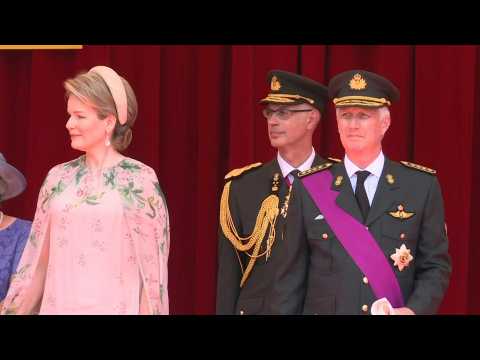 Belgian royal family attends street parade on Belgium's National Day