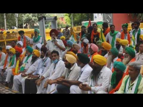 Protest near Indian Parliament to demand repeal of farm laws