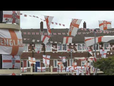 Euro 2020: Hundreds of England flags hang above London's Kirby Estate