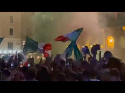 Italy football fans celebrate Euro 2020 victory in Rome