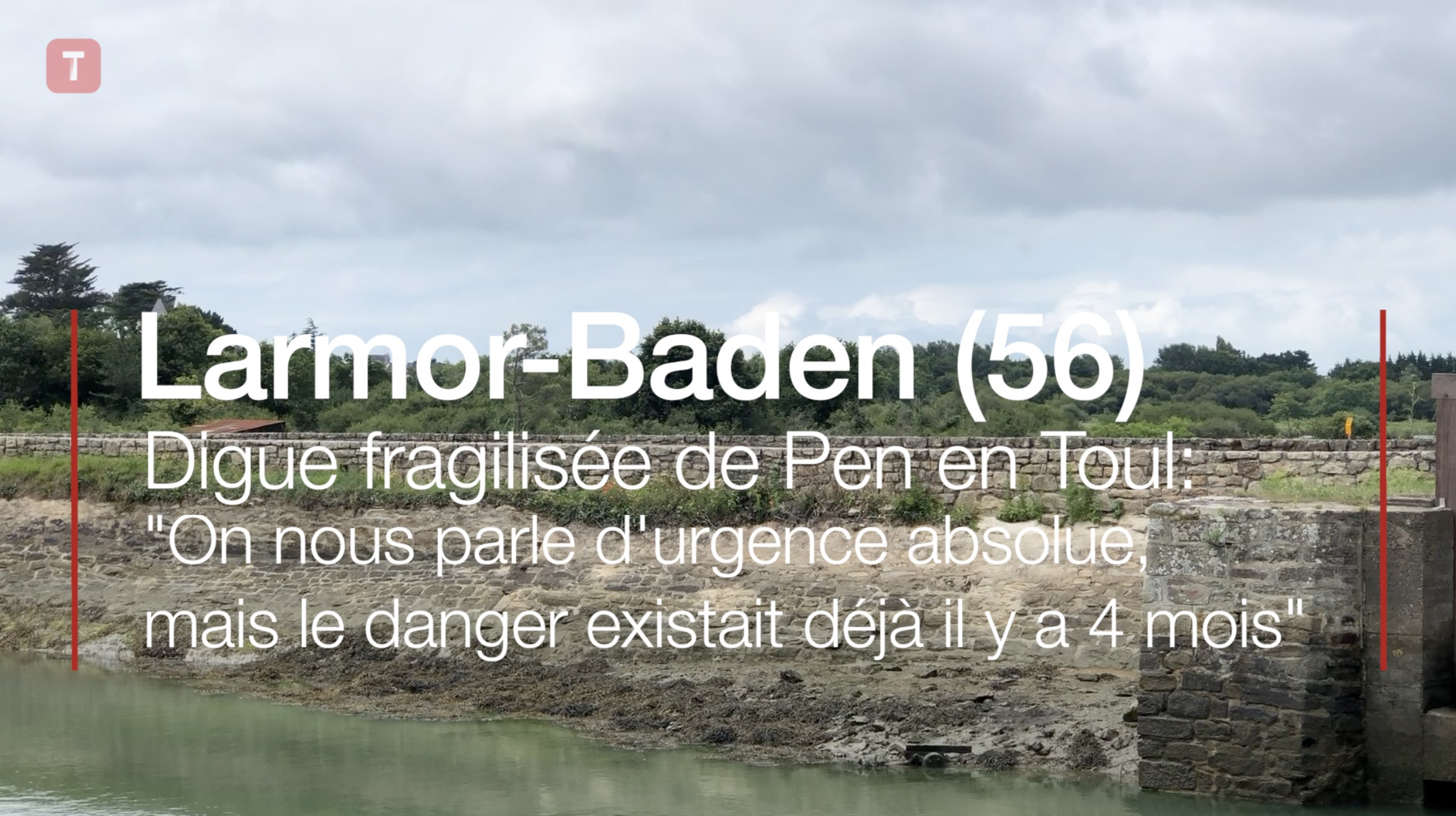 Larmor-Baden (56). Digue fragilisée de Pen en Toul: "on nous parle d'urgence absolue, mais le danger existait déjà il y a 4 mois"  (Le Télégramme)