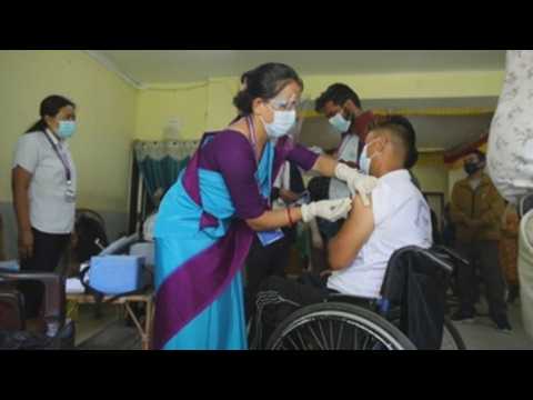 Vaccination drive for differently abled people in Kathmandu
