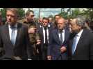 Macron, Draghi, Scholz and Iohannis visit war-scarred Kyiv suburb Irpin