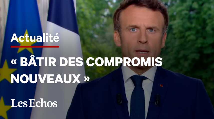 Illustration pour la vidéo Emmanuel Macron souhaite « une majorité plus large et plus claire pour agir »