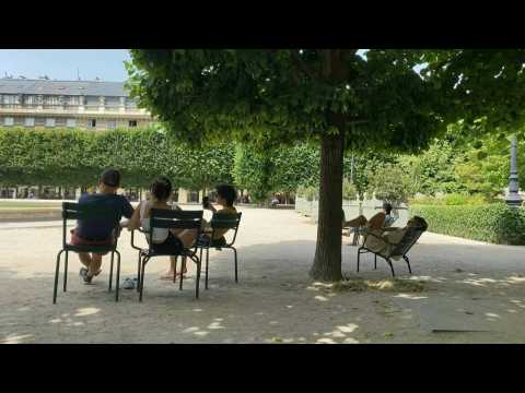 Heatwave: Parisians and tourists seek shade in a park as temperatures peak in the French capital