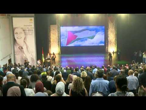 Palestinians hold memorial event for slain journalist Shireen Abu Akleh