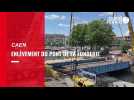 VIDEO. Deux grues pharaoniques pour déposer le pont de La Fonderie à Caen