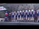 Présentation d'Arnaud Demare aux championnats de France de cyclisme; Départ de la course en ligne des championnats de France sur route