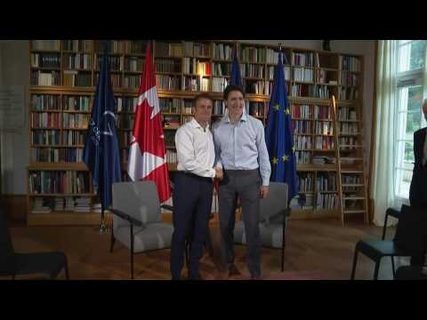 Macron meets Canadian counterpart Trudeau at the G7