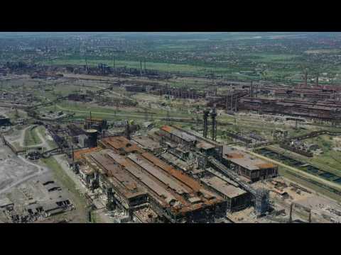 Ukraine: Aerial views of destroyed Azovstal steel plant