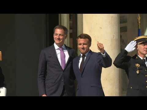 Macron welcomes Belgian PM Alexander De Croo at the Elysee