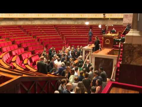 Left-wing alliance MPs in the hemicycle at France's National Assembly